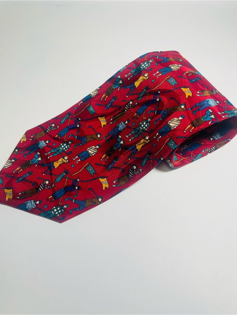 Classic Red Novelty Golf  Player Print Men's Tie